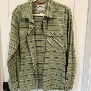 Iron & Resin Olive Striped Button Down Shirt